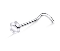 Hexagonal Silver Curved Nose Stud NSKB-733